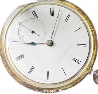 NY Watch Co.  Pocket Watch. J.W. Webb - Dallas, Texas 18S-11JHG4-K-U- (EA701) #45,404  Coin Silver Case