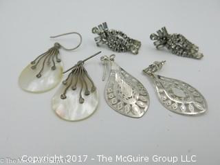 3 pair of sterling earrings -#1334