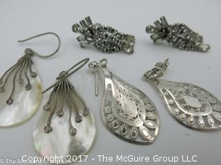 3 pair of sterling earrings -#1334