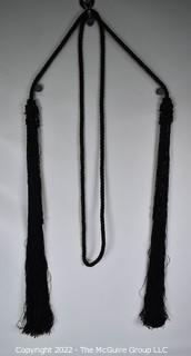 Long Black Silk Tassel on Cord with Beading