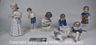 Collection of Porcelain Royal Copenhagen Figurines of Children. 