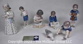 Collection of Porcelain Royal Copenhagen Figurines of Children. 