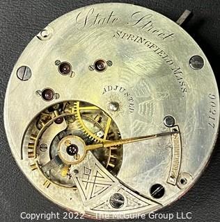 Hampden Pocket Watch. Movement Only. State Street.  17S-15J-HN1L-ADJ. (EA335) #90,217