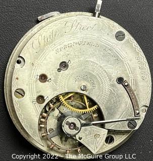 Hampden Pocket Watch. Movement Only. State Street l7S-l5J-HN1L-Adjusted (EA335) #90,209 