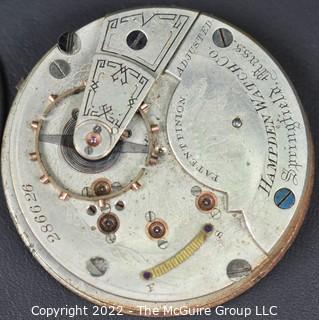 Hampden Pocket Watch. Movement Only. Railroad grade. Regulator arm missing. 18S-15J-ON3L- Adjusted-RRG "60" (EA333 & Ency. at l49) #286,626      