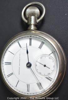 Hampden Pocket Watch. M.&J. Co.'s Railroad Watch 18S-11J-HN2L-U- (EA332) "70"
#150,625 
