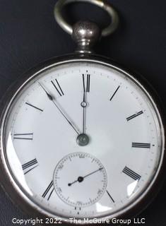 NY Watch Co. Pocket Watch. Novelty. 18S-7J-HG4K-Unadjusted.  Rare two tone movement. #56,487 (EA701 and Ency. 124) Coin Silver Case