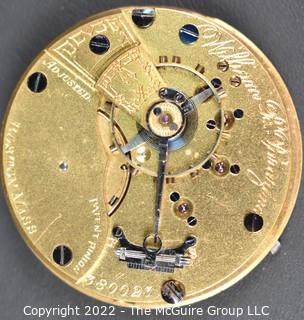 Hampden Pocket Watch. Movement Only. William B. Parazina, Boston Mass 18S-15J-HG2L-Adj. Micrometer regulator. (EAA 332 R.O.P.) #380,023