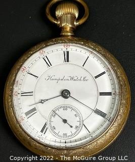 Hampden Pocket Watch. Railroad Grade. 18S-15J-ON3L- Adjusted-RRG "60" Micrometer Regulator (EA333 & Ency. at 149) #286,358 