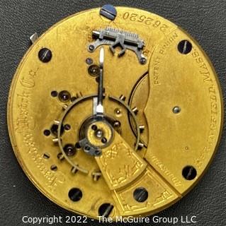 Hampden Pocket Watch. Movement Only. Micrometer regulator. Railroad Grade. 18S-15J-OG2L-Adjusted-RRG "36" (EA332 & Ency. at 149) #262,520                                                        