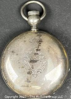 NY Watch Co.  Pocket Watch. Geo. Sam, Rice 18S-7J-HG3K-U-(EA700) #27,353  Coin Silver Case