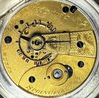 NY Watch Co.  Pocket Watch. Geo. Sam, Rice 18S-7J-HG3K-U-(EA700) #27,353  Coin Silver Case