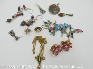 Collection of jewelry including 4 pair of earrings and a necklace - #1345