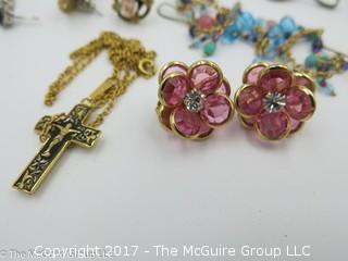 Collection of jewelry including 4 pair of earrings and a necklace - #1345