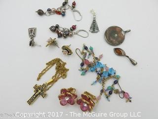 Collection of jewelry including 4 pair of earrings and a necklace - #1345