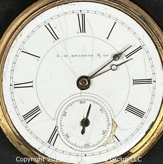 Hampden Pocket Watch. Menlo Park, Springfield Mass.(C.H. Knights & Co. on dial) 18S-15J-HG2L-U-(EA332) R.O.P., #238,283 