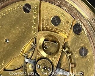 Hampden Pocket Watch. Menlo Park, Springfield Mass.(C.H. Knights & Co. on dial) 18S-15J-HG2L-U-(EA332) R.O.P., #238,283 