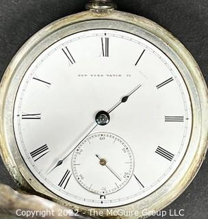 NY Watch Co.  Pocket Watch. Geo. Sam, Rice 18S-7J-HG3K-U-(EA700) #11,470  Coin Silver Case
