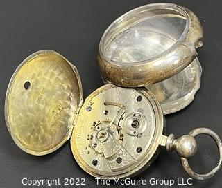 Hampden Pocket Watch. F. J. Barrell. Lenox, Mass. 18S-11J-HNK1-U (EA331) Coin Silver Case