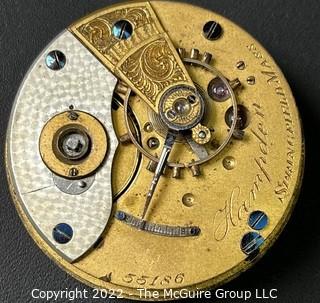 Hampden Pocket Watch. Movement Only. "Hampden", Springfield, Mass. 18S-15J-HG4K-U-(EA701 & Ency. p.124) #55,186  