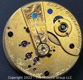 NY Watch Co.  Pocket Watch. Movement Only. Woolworth, Chester 18S-15J-HG3K-U- (EA700) #31,798 