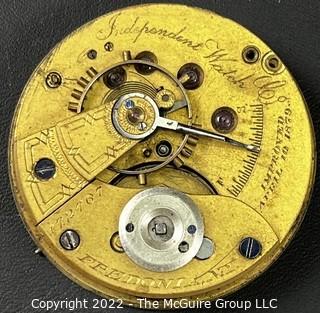 Hampden Pocket Watch. Movement Only. Independent Watch Co. Fredonia N.Y. Improved April 10, 1879 18S-HG1K-U-71 (EA331) #172,767             