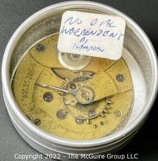 Hampden Pocket Watch. Movement Only. Independent Watch Co. Fredonia N.Y. Improved April 10, 1879 18S-HG1K-U-71 (EA331) #172,767             