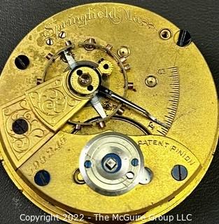 NY Watch Co.  Pocket Watch. Movement Only. Springfield Mass.18S-7J-HG2L-U-(EA331) with rare cock. #395,245  