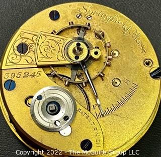 NY Watch Co.  Pocket Watch. Movement Only. Springfield Mass.18S-7J-HG2L-U-(EA331) with rare cock. #395,245  