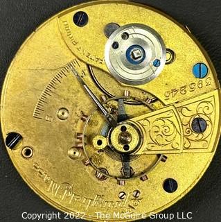 NY Watch Co.  Pocket Watch. Movement Only. Springfield Mass.18S-7J-HG2L-U-(EA331) with rare cock. #395,245  