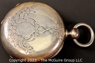 Hampden Pocket Watch. Cyrus N. Gibbs, "Lakeview" So. Framingham, Mass. 18S-11J-HNlK-U-(EA331) #189,828  Coin Silver Case