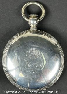 NY Watch Co.  Pocket Watch. E.H. Goulding, Alton, Ill. 18S-11J-HG3K-U- (EA700) #15,212  Coin Silver Case