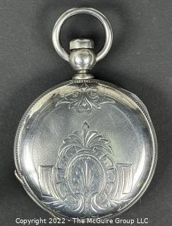 Hampden Pocket Watch. Crown Jewel, Cleveland, O. 18S-11J-HN1K (A) "Novelty" optic balance bridge (Ency at 146), #66,547  Coin Silver Case