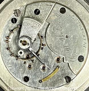 Hampden Pocket Watch. Rare Jewelers Contract Where Case and Movement Serial Numbers Match. C.W. Wadsworth, Peekskill, N.Y. 18S-11J-ON3L-U- "57" (Ency. at 145) #341,229                                                 