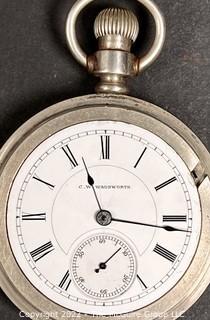 Hampden Pocket Watch. Rare Jewelers Contract Where Case and Movement Serial Numbers Match. C.W. Wadsworth, Peekskill, N.Y. 18S-11J-ON3L-U- "57" (Ency. at 145) #341,229                                                 