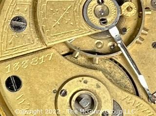 Hampden Pocket Watch. Movement Only. Edward H. Frary, Weymouth Mass. 18S-15J-HG1K-A-”35" (EA331) #133,817                                                             