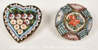 Two (2) Vintage Made in Italy Micro Mosaic Brooches. 