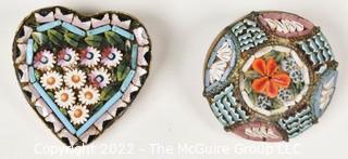 Two (2) Vintage Made in Italy Micro Mosaic Brooches. 