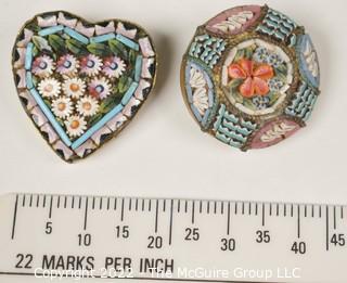 Two (2) Vintage Made in Italy Micro Mosaic Brooches. 