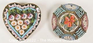 Two (2) Vintage Made in Italy Micro Mosaic Brooches. 