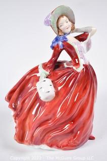 Royal Doulton Bone China Figurine -"Autumn Breezes" Figurine by Leslie Harradine.  8" tall.