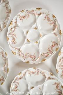 Set of Six (6) Haviland & Co. France Limoges Porcelain 5 Well Oyster Plates.