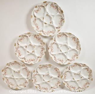 Set of Six (6) Haviland & Co. France Limoges Porcelain 5 Well Oyster Plates.