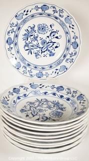 Twelve (12) Meissen Blue Onion Hand-Painted Porcelain Made in Germany Soup Bowls. 