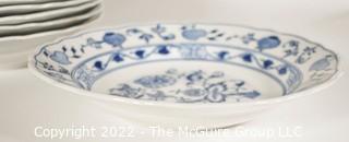 Twelve (12) Meissen Blue Onion Hand-Painted Porcelain Made in Germany Soup Bowls. 