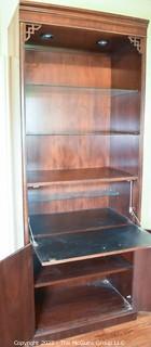 Asian Style Chinoiserie Hutch with Shelf and Drop Down Cabinet. Measures 32"W x 80"T