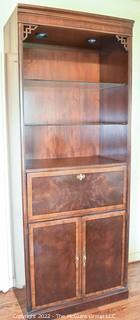 Asian Style Chinoiserie Hutch with Shelf and Drop Down Cabinet. Measures 32"W x 80"T