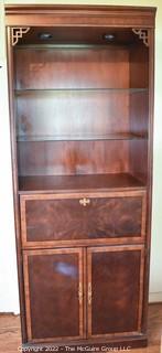 Asian Style Chinoiserie Hutch with Shelf and Drop Down Cabinet. Measures 32"W x 80"T