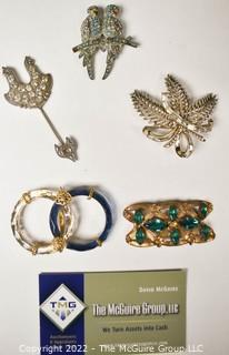 Five (5) Vintage Rhinestone Brooches