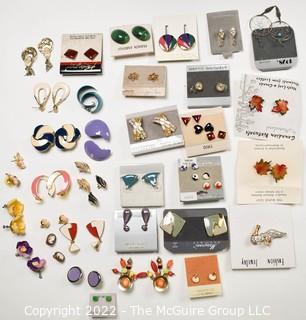 Group of Costume Jewelry Earrings, Many New on Cards. 